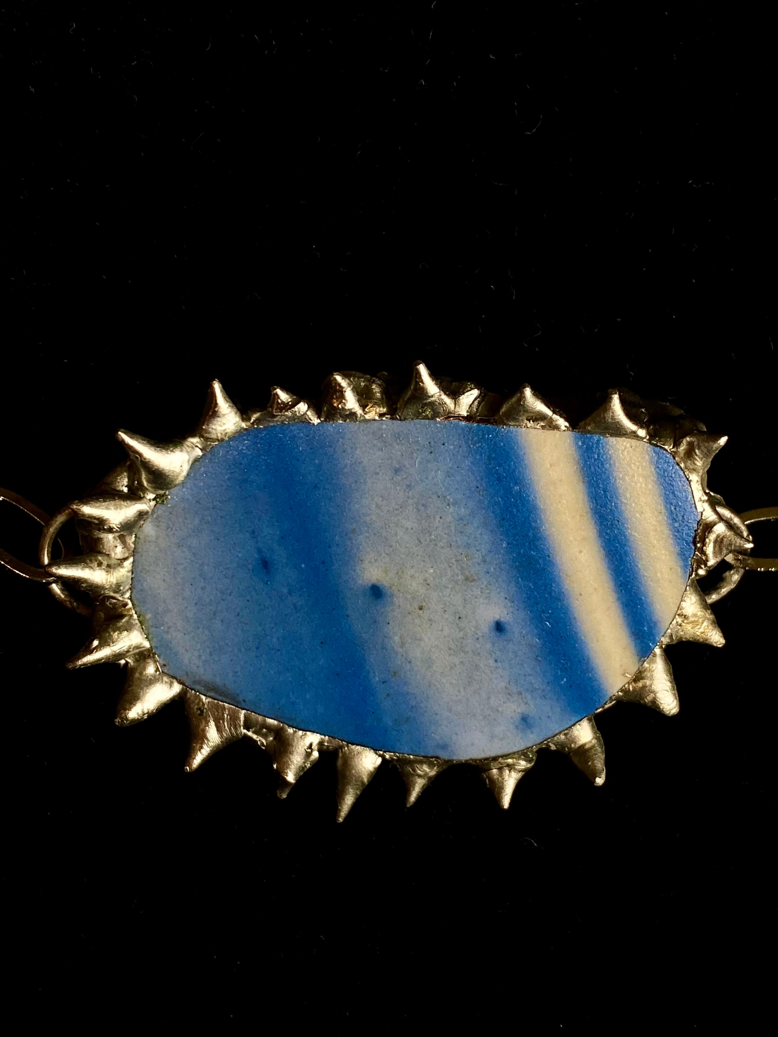 Striped spiked pottery choker