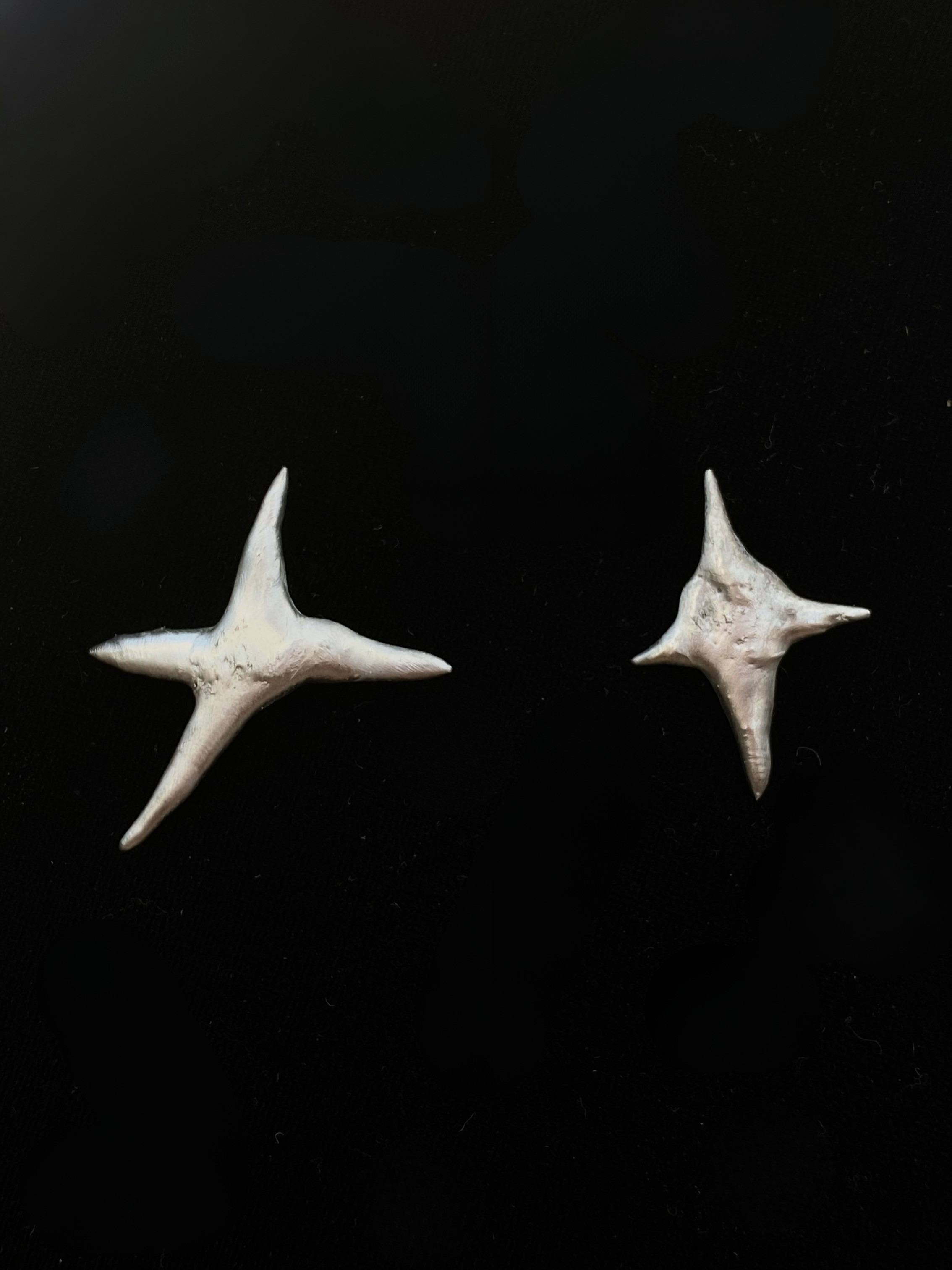 Large four pointed star soft earrings