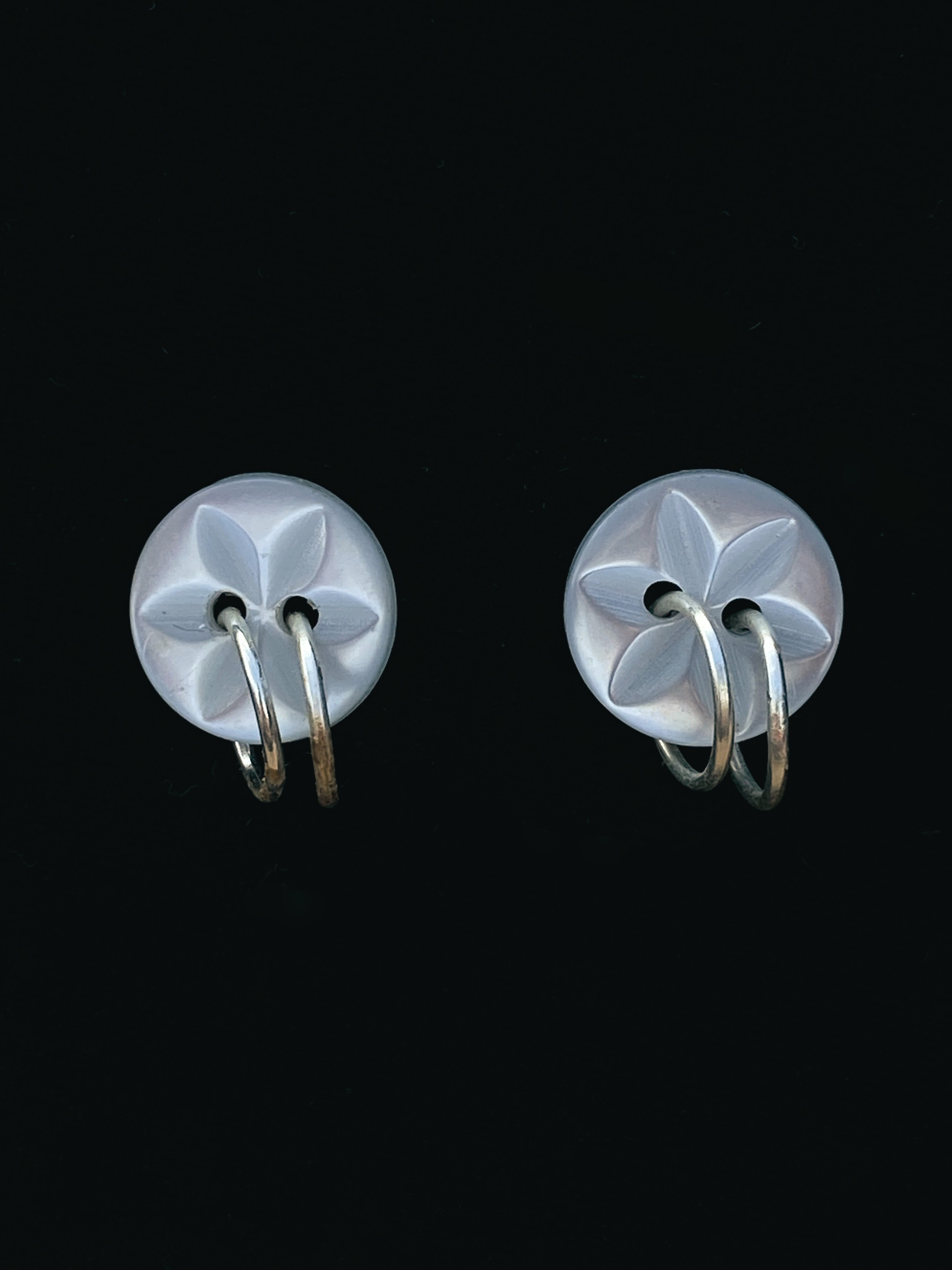 White vintage button stud earrings